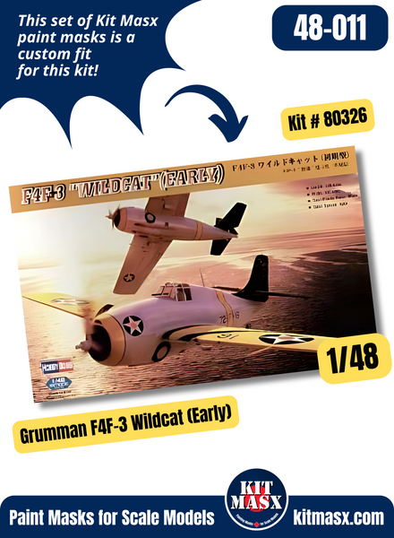 HobbyBoss Grumman F4F-3 Wildcat (Early), F4F-3S Wildcatfish 1/48 Canopy & Wheel Paint Masks, Kit 80326