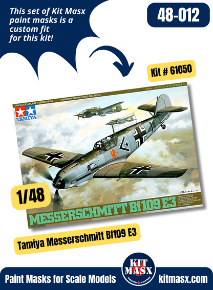 Tamiya Messerschmitt Bf109 E3 1/48 Canopy & Wheel Paint Masks, Kit # 61050