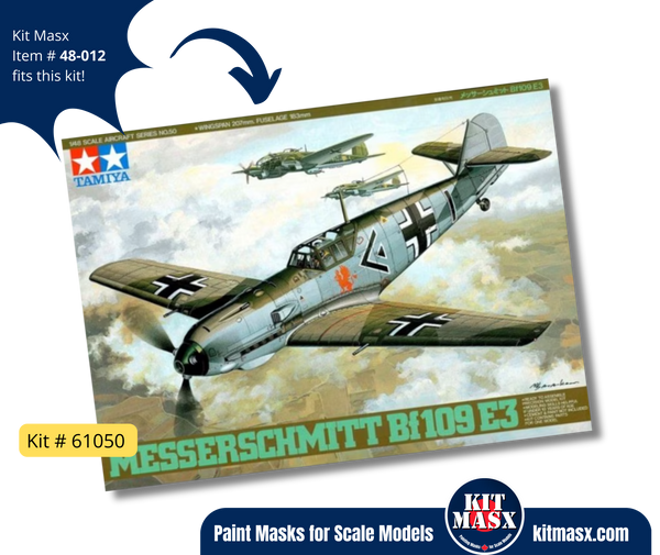 Tamiya Messerschmitt Bf109 E3 1/48 Canopy & Wheel Paint Masks, Kit # 61050