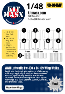 WWII Luftwaffe Fw-190 & Bf-109 Wing Walks 1/48 Main Marking Paint Masks