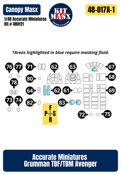Accurate Miniatures Grumman TBM-3 Avenger "Batmen" & "Flight 19" 1/48 All-in-One Master Mask Set, Kit # 480121