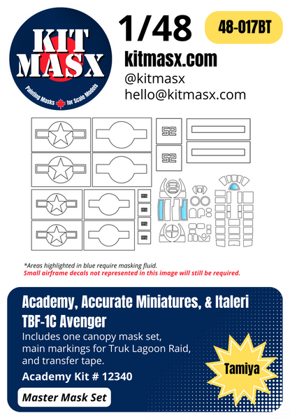 Academy/Accurate Miniatures/Italeri TBF-1C Avenger 1/48 Master Mask Set