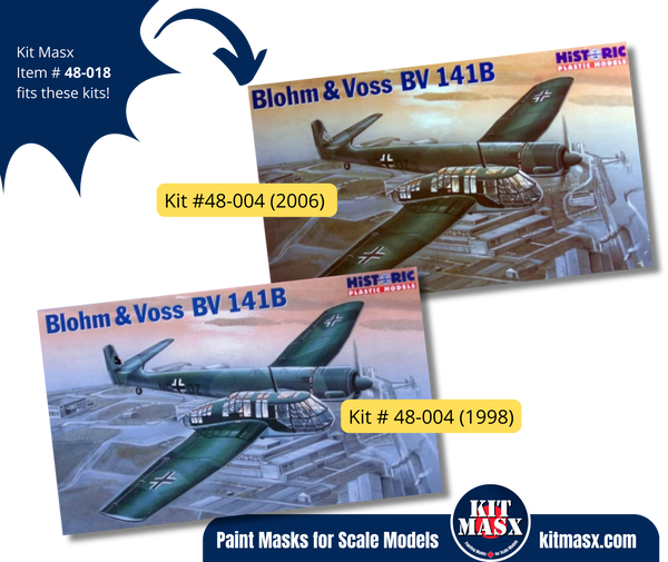 Historic Plastic Models/Karo As Blohm & Voss BV 141B/B-0 1/48 Canopy & Wheel Paint Masks