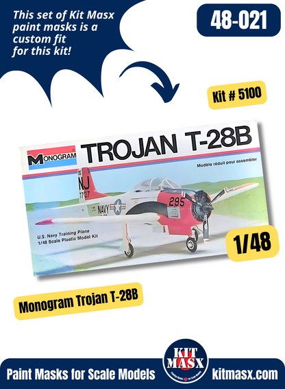 Monogram North American T-28A/B/D Trojan 1/48 Canopy & Wheel Paint Masks, Kit # 5100