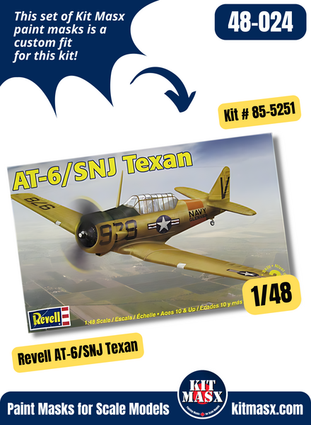 Revell AT-6/6D, LT-6G, T-6/6G, SNJ Texan 1/48 Canopy & Wheel Paint Masks, Kit # 85-5251