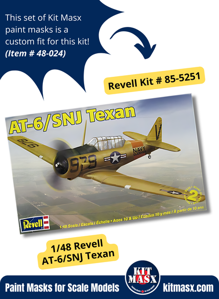 Revell/Monogram/Hasegawa AT-6/6D, T-6G, SNJ Texan 1/48 Canopy & Wheel Paint Masks