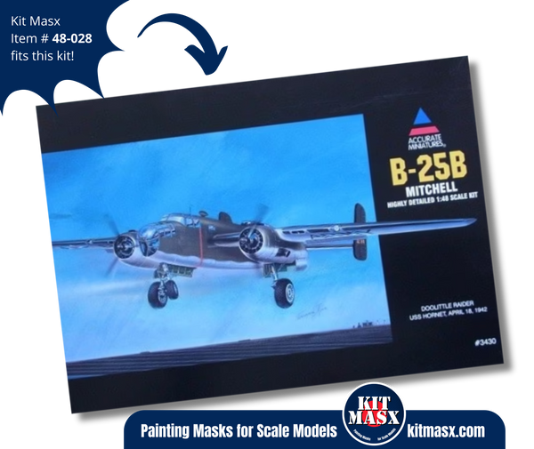 Accurate Miniatures B-25B/G Mitchell 1/48 Canopy Masks & Main Markings