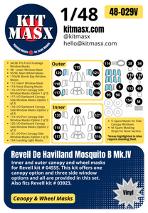 Revell De Havilland Mosquito B Mk.IV 1/48 Canopy & Wheel Paint Masks