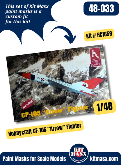 Hobbycraft Canadian Avro Arrow CF-105 1/48 Canopy & Wheel Paint Masks, Kit # HC1659
