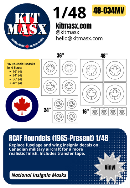 RCAF Roundels (1965-Present) 1/32, 1/48, 1/72 National Insignia Paint Masks