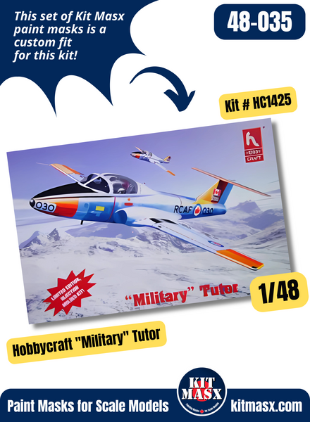 Hobbycraft Canadair CT-114/CL-41 “Military” Tutor 1/48 Canopy & Wheel Paint Masks, Kit # HC1425