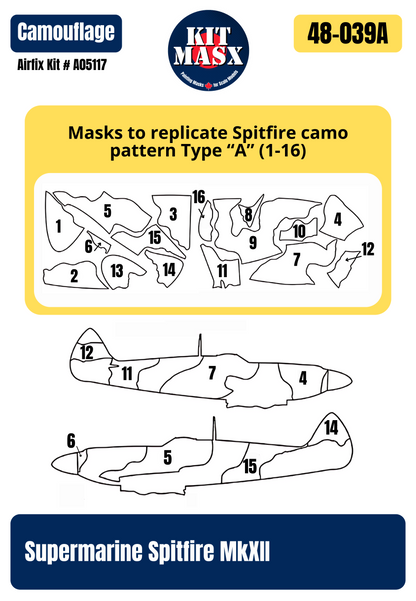 Airfix Supermarine Spitfire MkXII 1/48 All-in-One Master Mask Set, Kit # A05117