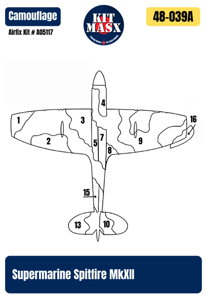 Airfix Supermarine Spitfire MkXII 1/48 Master Mask Set (Canopy, Wheel, Camo, & Main Marking Paint Masks)