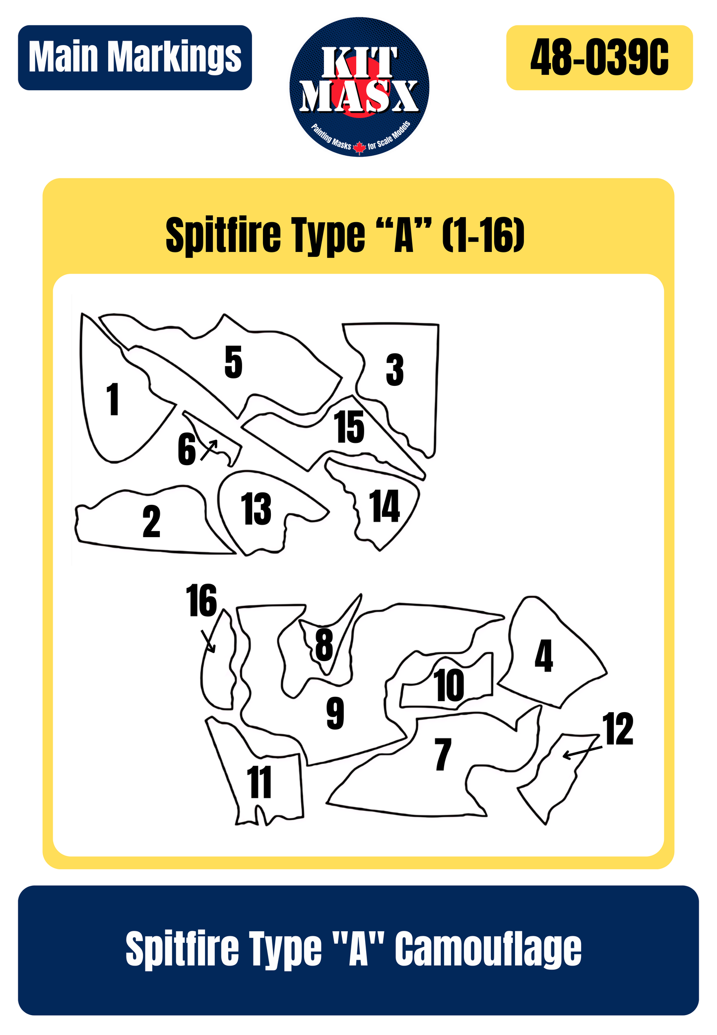 Spitfire Type "A" 1/48 Camouflage Paint Masks