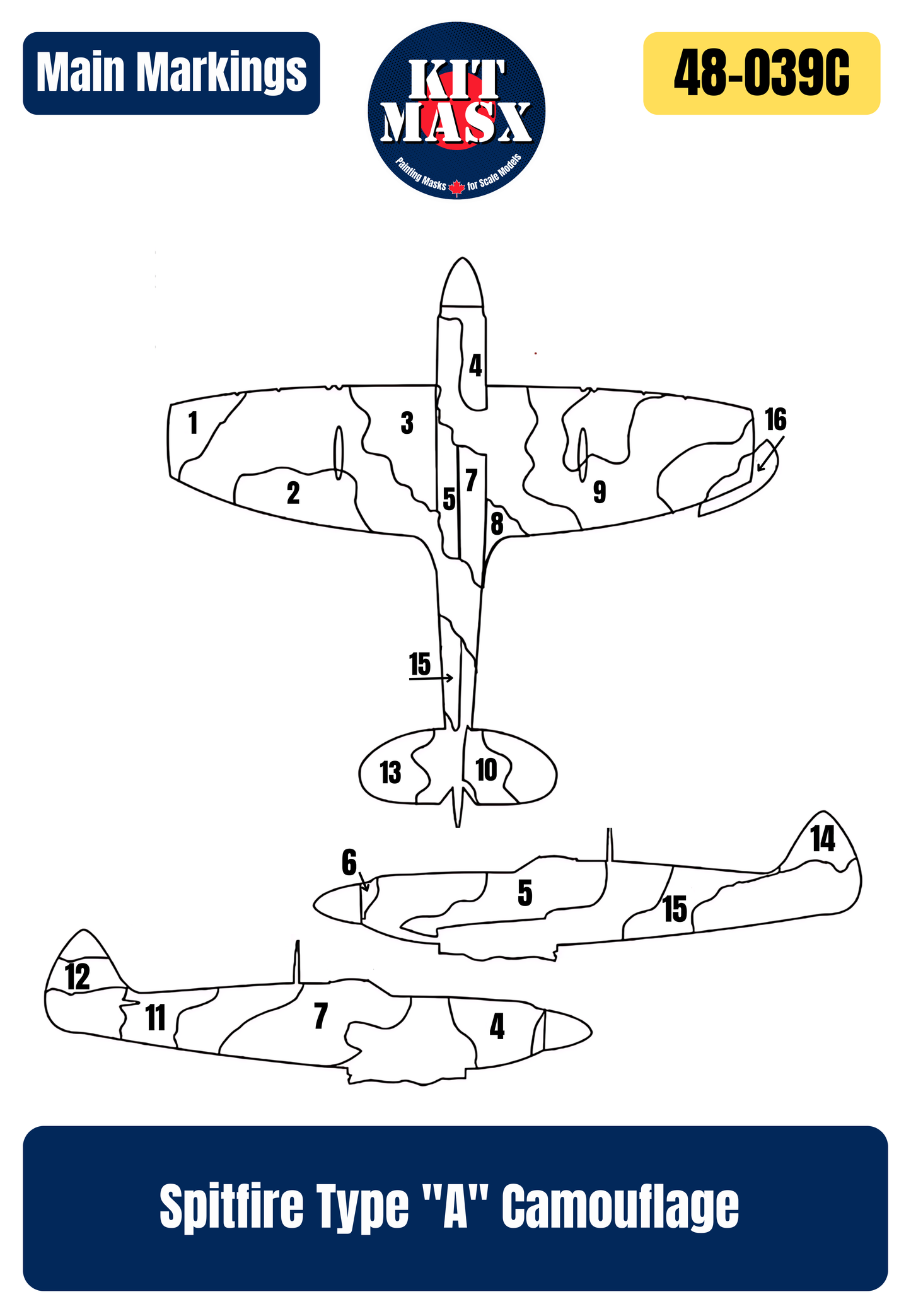 Spitfire Type "A" 1/48 Camouflage Paint Masks