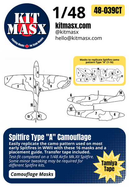 Spitfire Type "A" 1/48 Camouflage Paint Masks