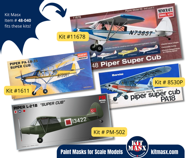 Minicraft Model Kits Piper Super Cub L-21B/PA-18/PA-18-35 1/48 Canopy Paint Masks