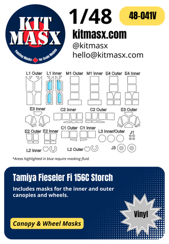 Tamiya Fieseler Fi 156C Storch 1/48 Canopy & Wheel Masks