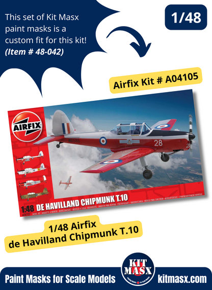 Airfix de Havilland Chipmunk T.10/T.20 1/48 Canopy & Wheel Paint Masks, Kit # A04105