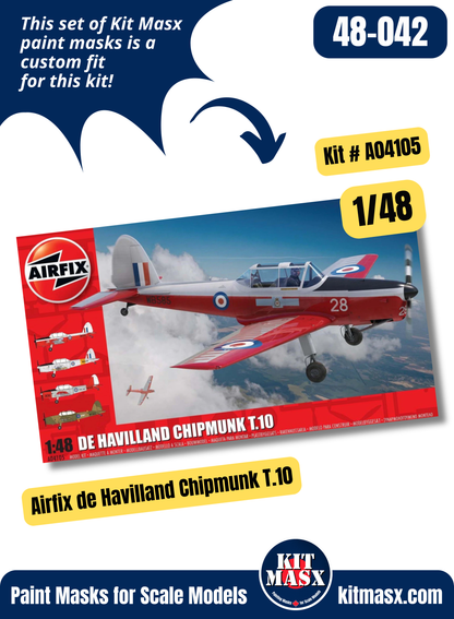 Airfix de Havilland Chipmunk T.10/T.20 1/48 Canopy & Wheel Paint Masks, Kit # A04105