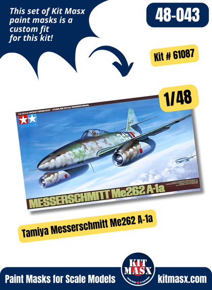 Tamiya Messerschmitt Me262 A-1a/A-2a 1/48 Canopy & Wheel Paint Masks, Kit # 61087