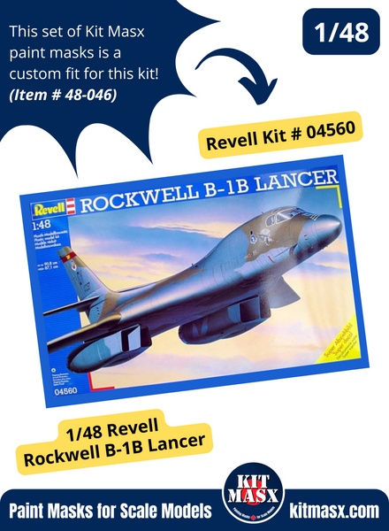 Revell Rockwell B-1B MRB Lancer 1/48 Canopy Paint Masks, Kit # 04560