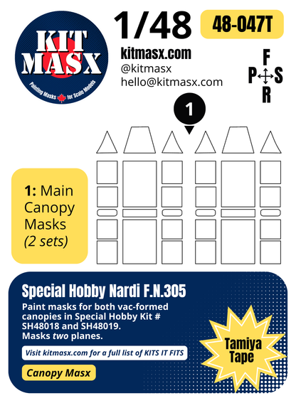 Special Hobby Nardi F.N.305 1/48 Canopy Paint Masks, Kit # SH48019 (48047)