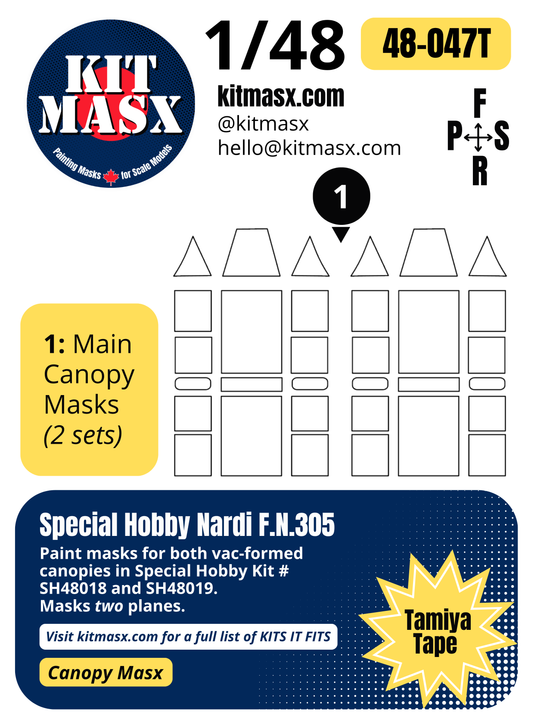 Special Hobby Nardi F.N.305 1/48 Canopy Paint Masks, Kit # SH48019 (48047)