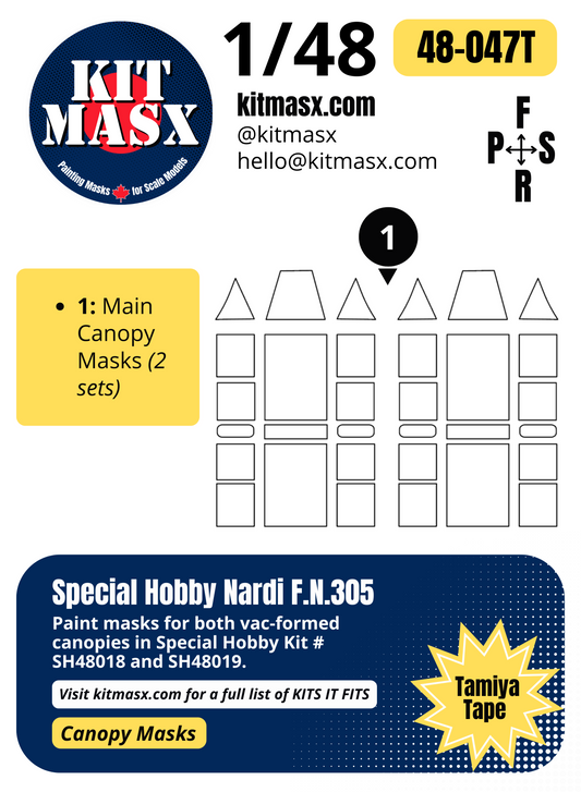 Special Hobby Nardi F.N.305 1/48 Canopy Paint Masks, Kit # SH48019