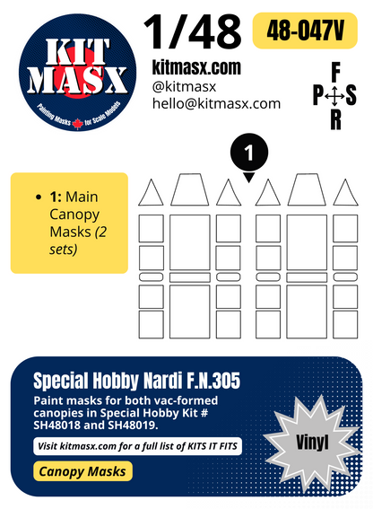 Special Hobby Nardi F.N.305 1/48 Canopy Paint Masks, Kit # SH48019