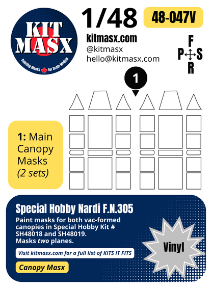 Special Hobby Nardi F.N.305 1/48 Canopy Paint Masks, Kit # SH48019 (48047)
