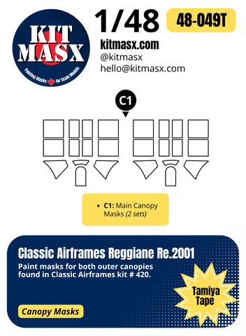 Classic Airframes Reggiane Re.2001 1/48 Canopy Paint Masks, Kit # 420