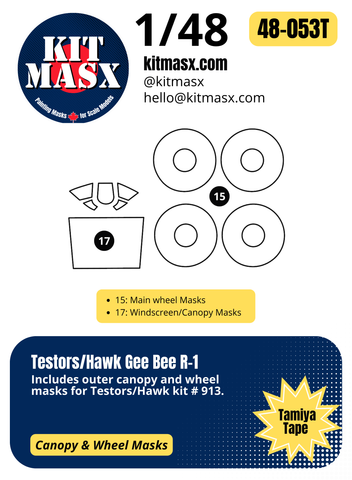 Testors/Hawk Gee Bee R-1 Racer 1/48 Canopy & Wheel Masks/Master Mask Set