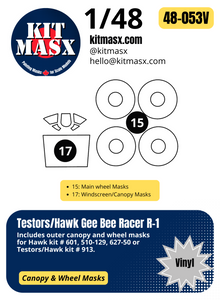 Testors/Hawk Gee Bee Racer R-1 1/48 Canopy & Main Marking Paint Masks