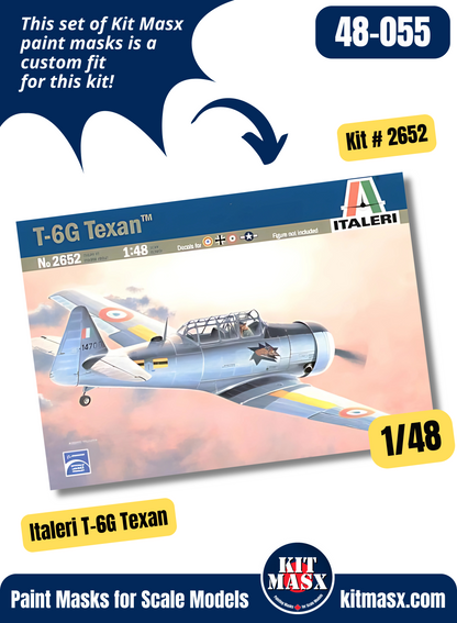 Italeri N.A. BT-9/BT-14, Harvard Mk.I/Mk.IIA/Mk.4, NJ, T-6D/T-6G Texan 1/48 Canopy & Wheel Paint Masks, Kit # 2652