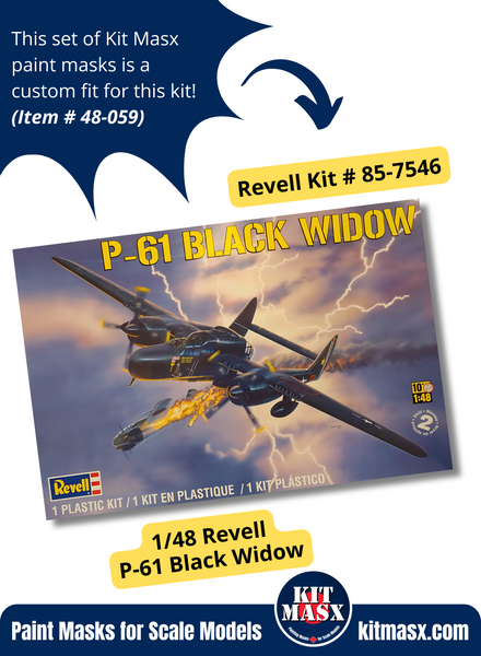 Revell/Monogram Northrop P-61A/B Black Widow 1/48 Canopy & Wheel Paint Masks