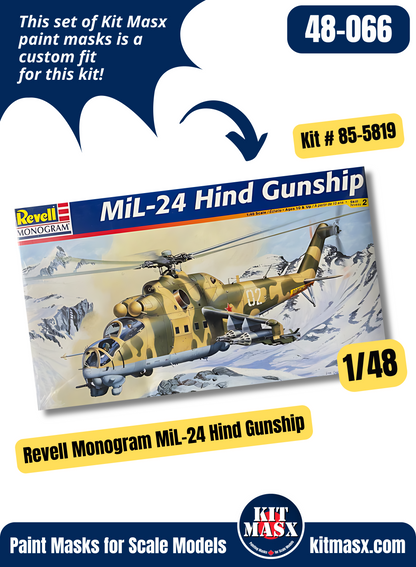 Revell Monogram MiL-24/24D Hind Gunship 1/48 Canopy & Wheel Paint Masks, Kit # 85-5819