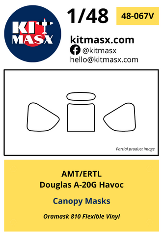 AMT/ERTL Douglas A-20G Havoc 1/48 Canopy & Wheel Masks