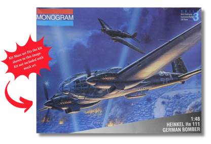 Monogram Heinkel He 111, He 111H, He 111H-4/6/22 1/48 Canopy & Wheel Paint Masks, Kit # 85-5509