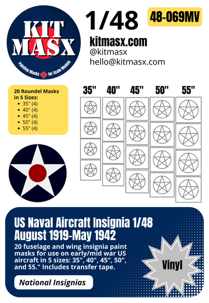 US Naval Aircraft Insignia (August 1919-May 1942) 1/32, 1/48, 1/72 National Insignia Paint Masks