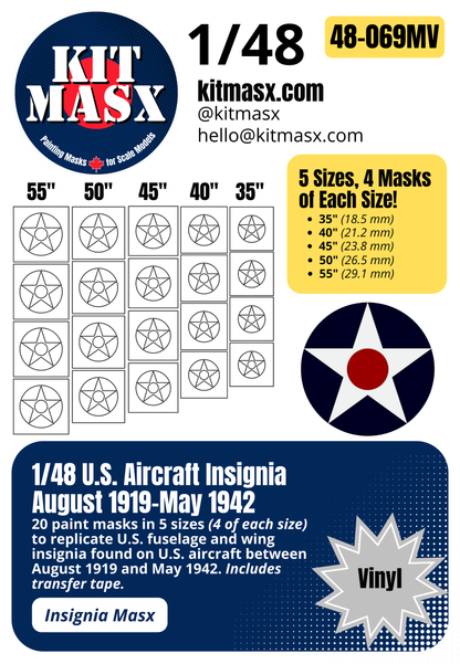 U.S. Aircraft Insignia (August 1919-May 1942) Paint Masks