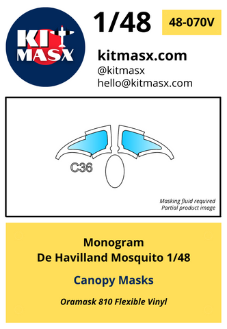 Monogram De Havilland Mosquito 1/48 Canopy & Wheel Masks