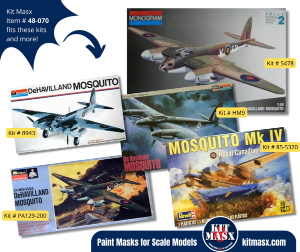 Monogram De Havilland Mosquito 1/48 Canopy & Wheel Paint Masks