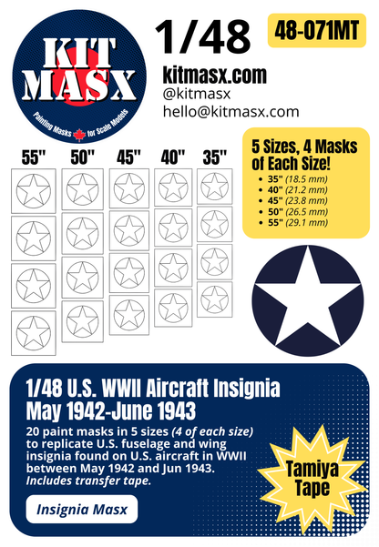 U.S. WWII Aircraft Insignia (May 1942-June 1943) Paint Masks