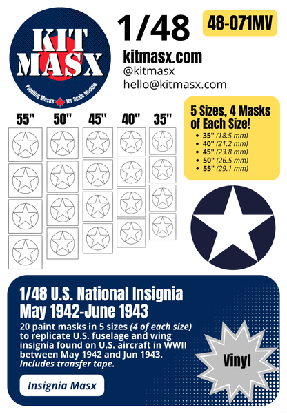U.S. WWII National Insignia (May 1942-June 1943) Paint Masks
