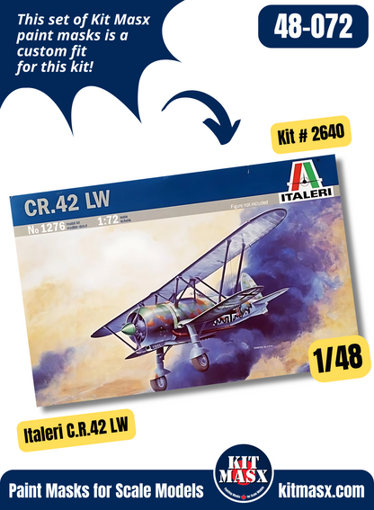 Italeri Fiat CR.42/CR.42 LW/CR.42 AS Falco 1/48 Canopy & Wheel Paint Masks, Kit # 2640