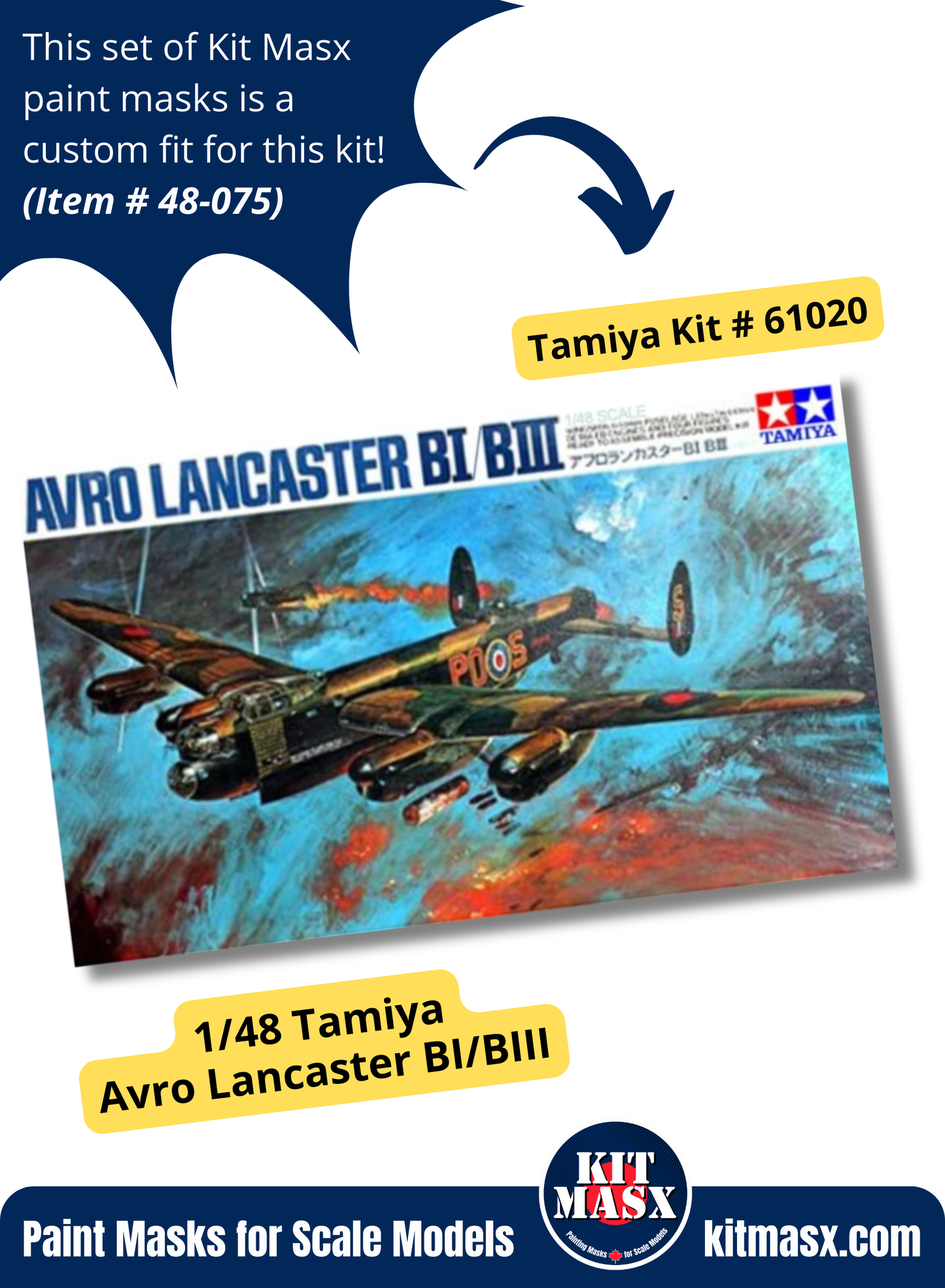 Tamiya Avro Lancaster B Mk.I/Mk.III 1/48 Canopy Paint Masks, Kit # 61020