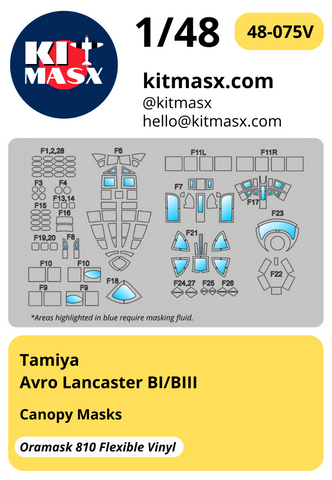 Tamiya Avro Lancaster BI/BIII 1/48 Canopy Masks