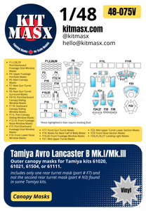 Tamiya Avro Lancaster B Mk.I/Mk.III 1/48 Canopy Paint Masks