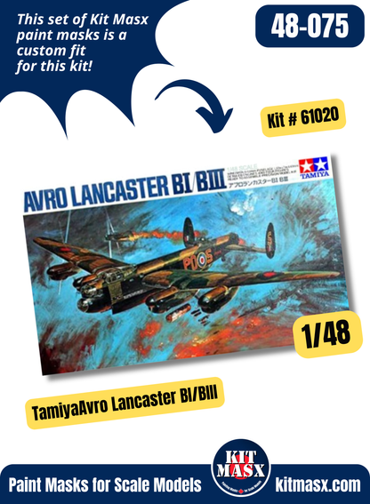 Tamiya Avro Lancaster B Mk.I/Mk.III 1/48 Canopy Paint Masks, Kit # 61020